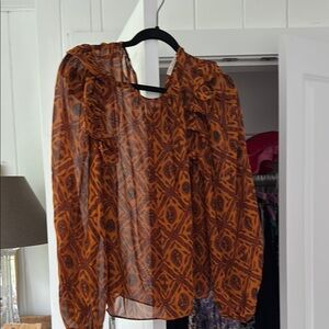 Ulla Johnson Orange Ruffled Long Sleeve Blouse